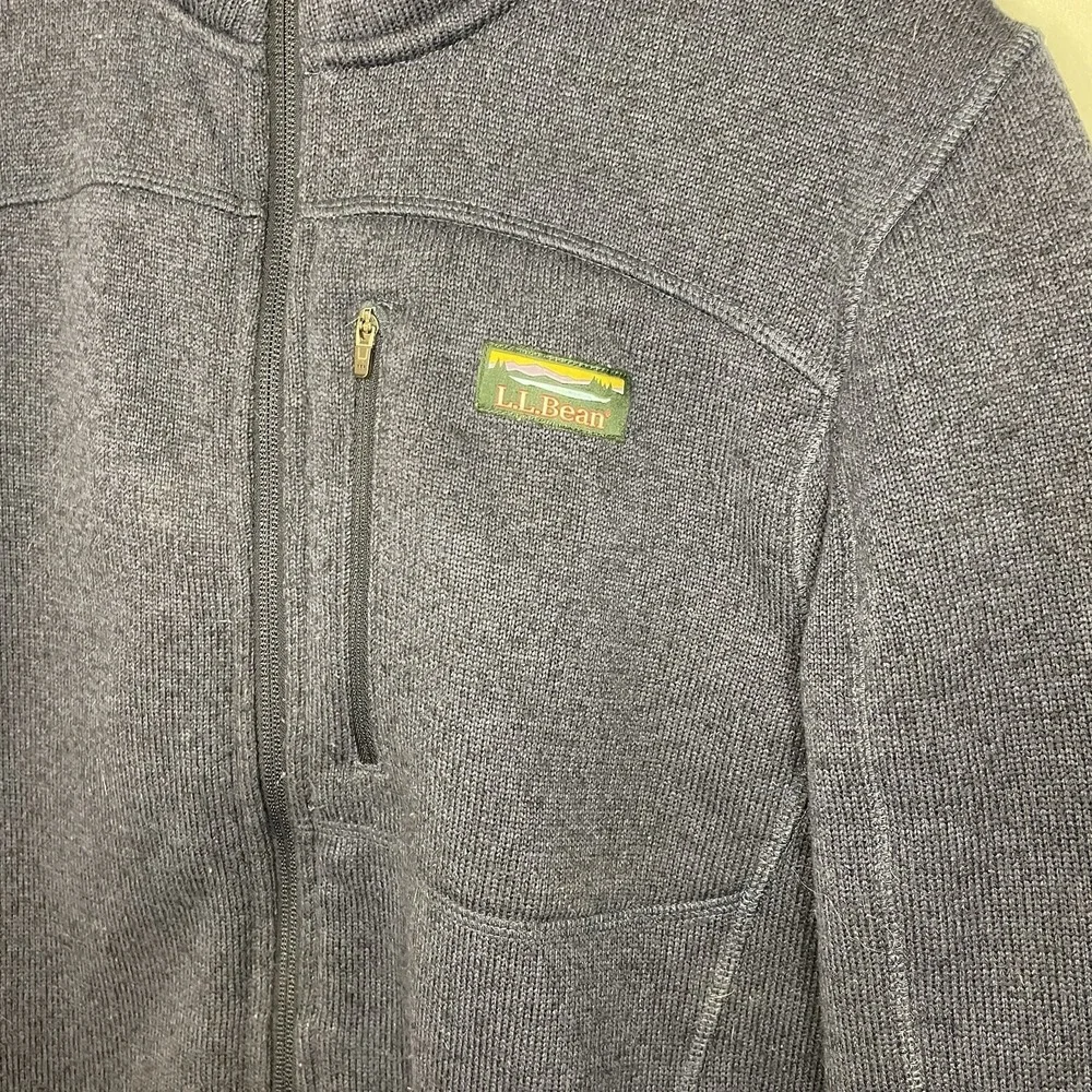 LL‎ Bean Full Zip Sweater Jacket Men Size M Blue Fleece Lined Outdoors